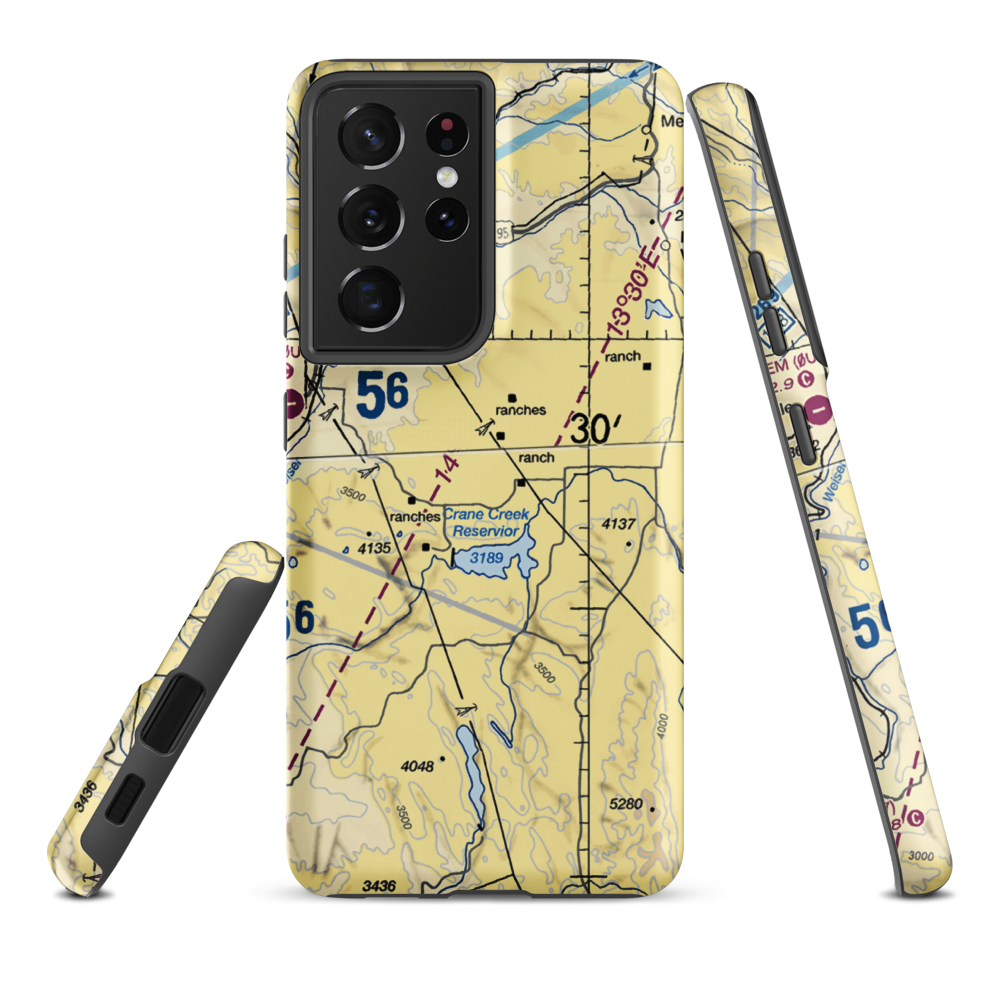 Coyote Ridge Airport (17ID) VFR Sectional Samsung Phone Case Samsung Galaxy S21 Plus model shown
