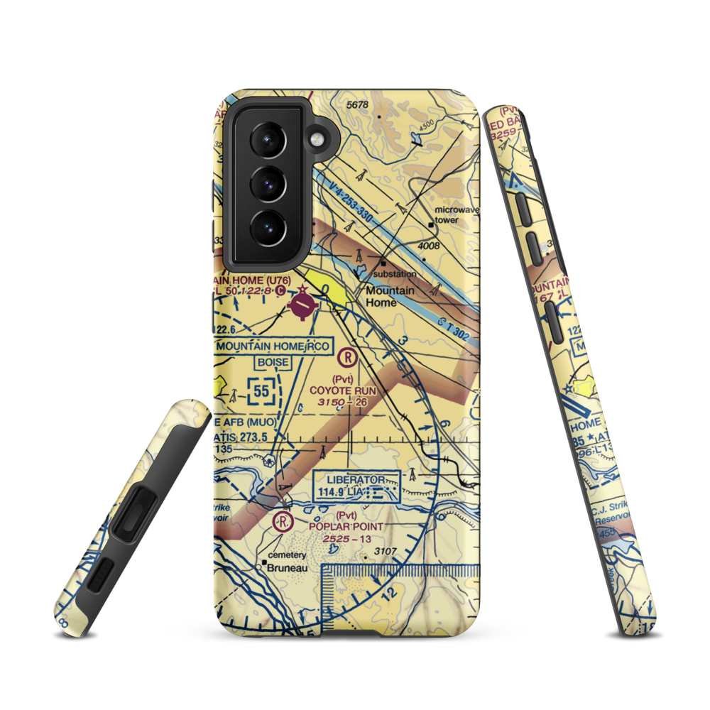Coyote Run Airport (0ID3) VFR Sectional Samsung Phone Case Samsung Galaxy S21 model shown