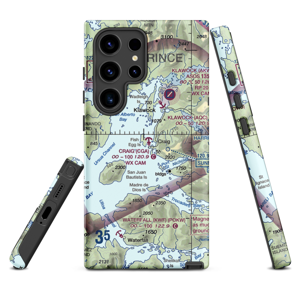 Craig Seaplane Base (CGA) VFR Sectional Samsung Phone Case Samsung Galaxy S24 Ultra model shown