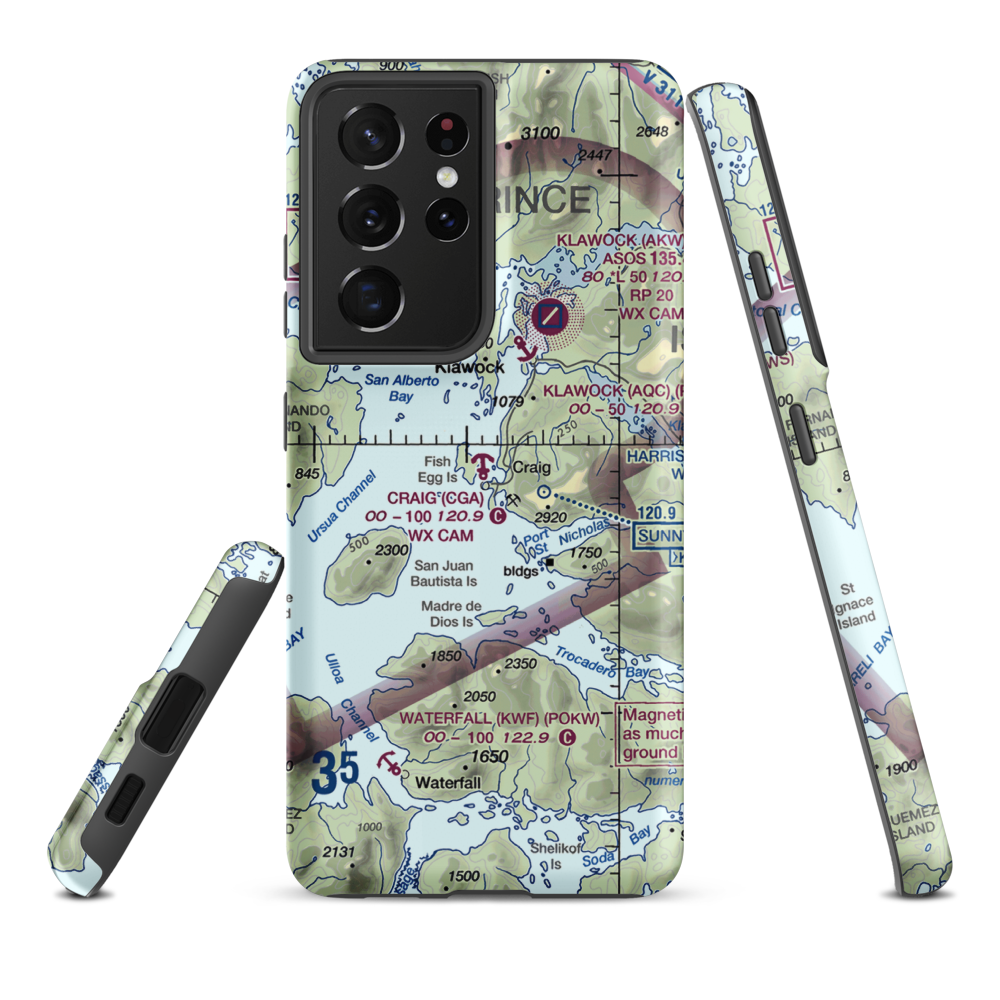 Craig Seaplane Base (CGA) VFR Sectional Samsung Phone Case Samsung Galaxy S21 Plus model shown