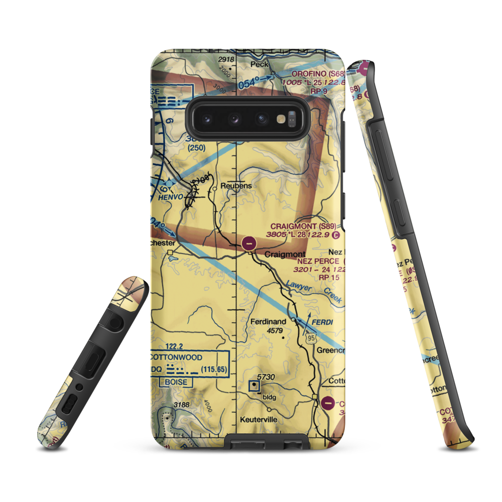 Craigmont Municipal Airport (S89) VFR Sectional Samsung Phone Case Samsung Galaxy S10 Plus model shown