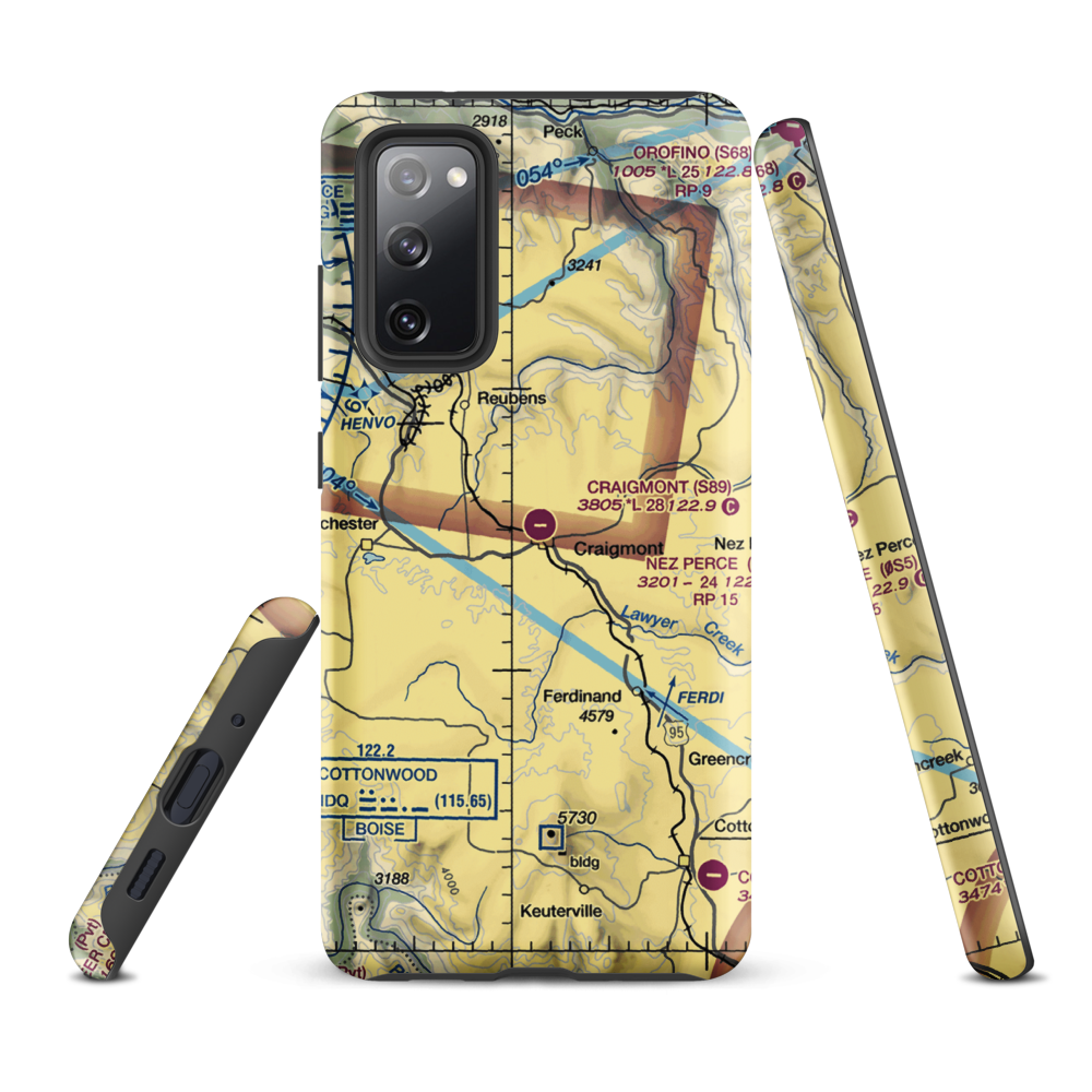Craigmont Municipal Airport (S89) VFR Sectional Samsung Phone Case Samsung Galaxy S20 FE model shown