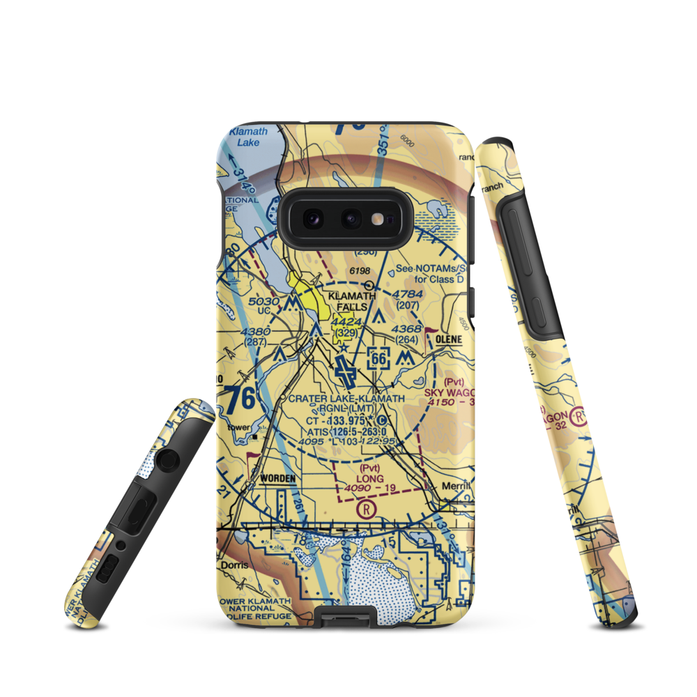 Crater Lake-Klamath Regional Airport (LMT) VFR Sectional Samsung Phone Case Samsung Galaxy S10 Plus model shown