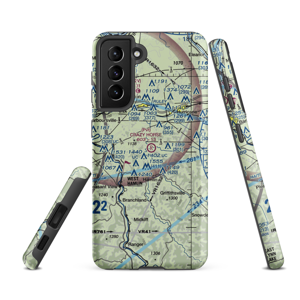 Crazy Horse Airport (12WV) VFR Sectional Samsung Phone Case Samsung Galaxy S21 FE model shown