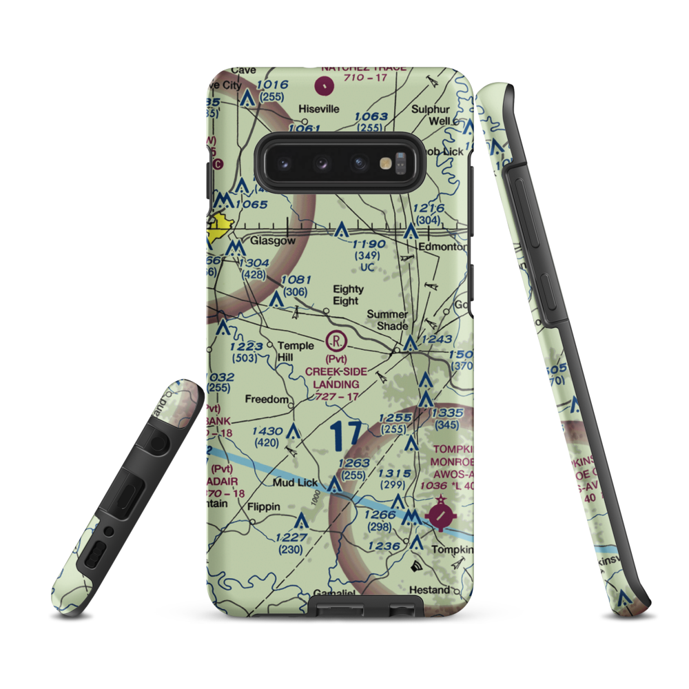 Creek Side Landing Airport (4KY1) VFR Sectional Samsung Phone Case Samsung Galaxy S10 Plus model shown