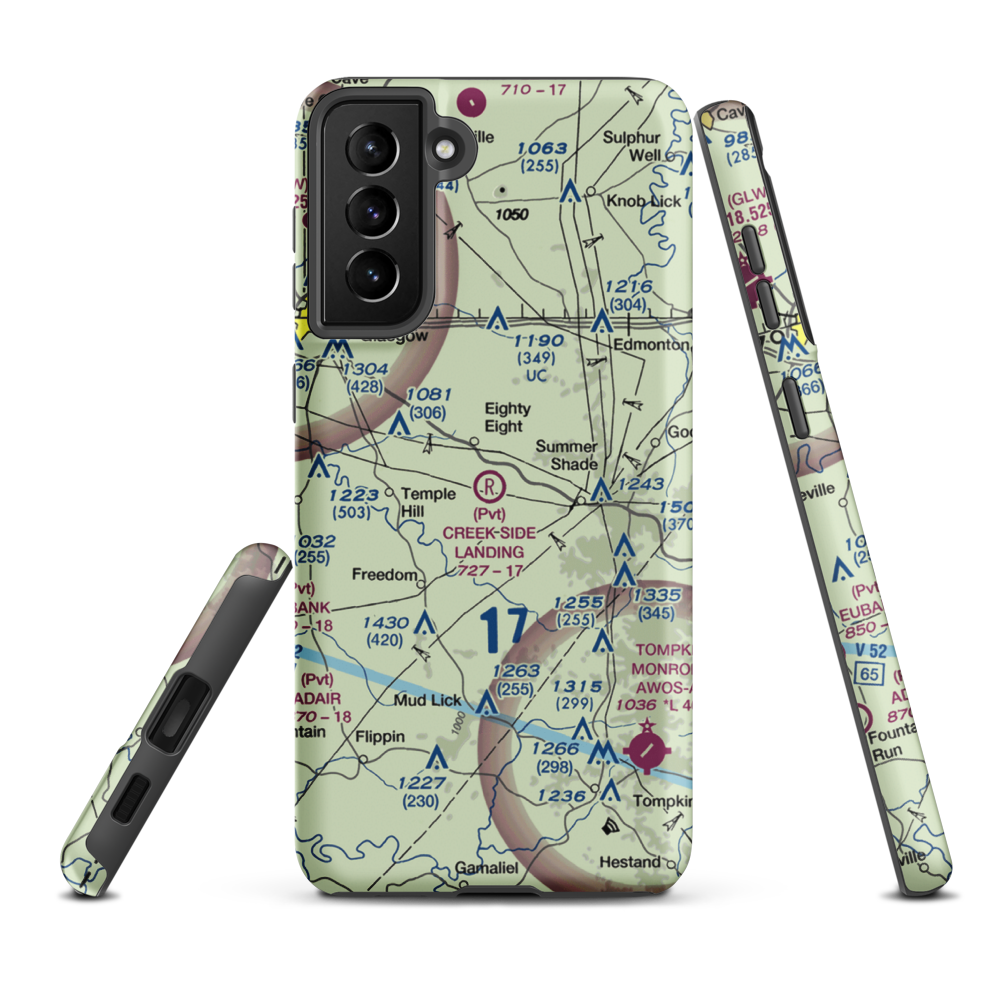 Creek Side Landing Airport (4KY1) VFR Sectional Samsung Phone Case Samsung Galaxy S21 Plus model shown