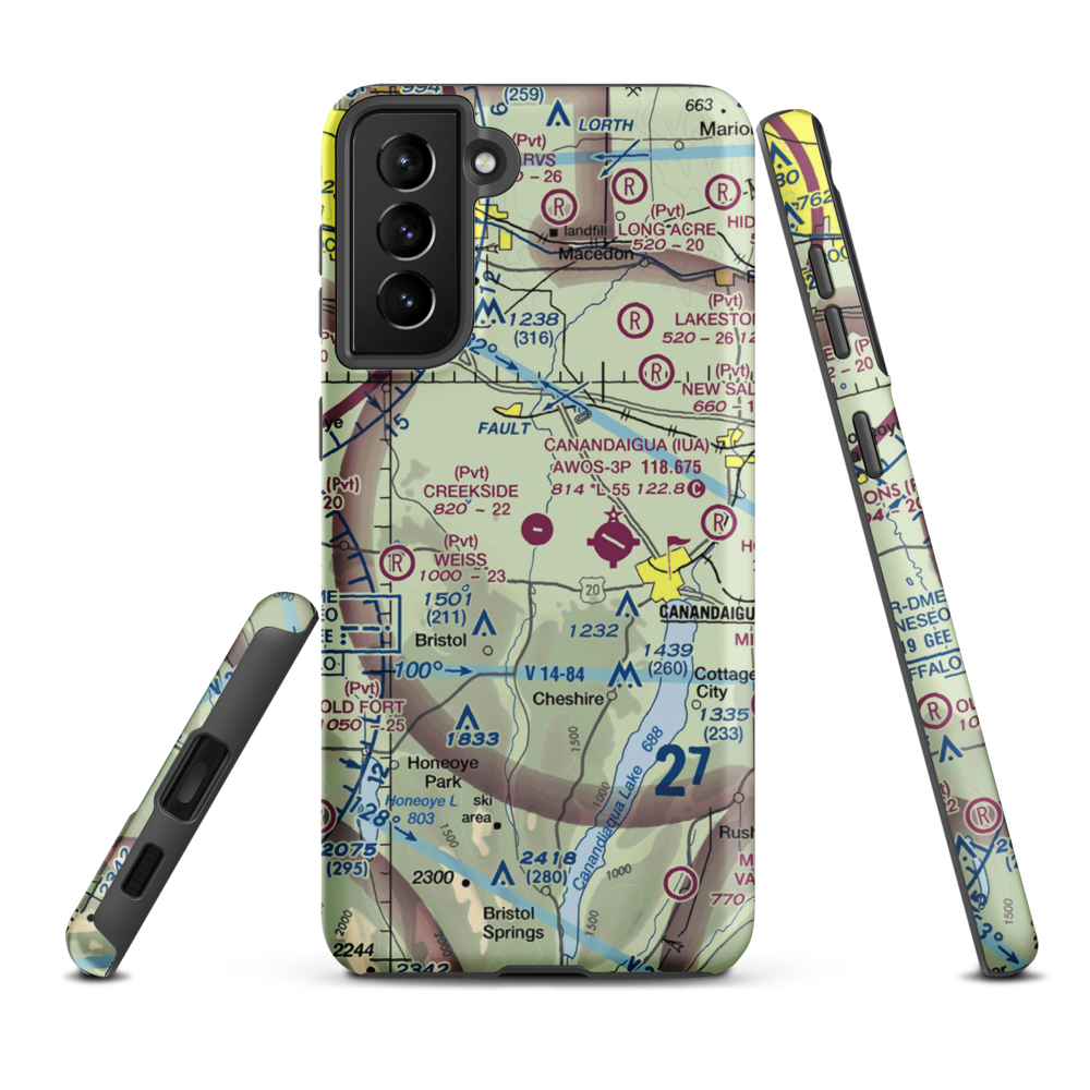 Creekside Airport (NY95) VFR Sectional Samsung Phone Case Samsung Galaxy S21 FE model shown
