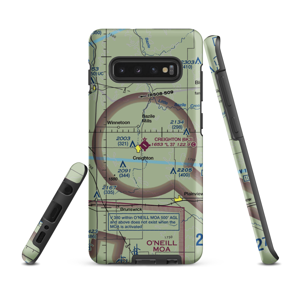 Creighton Municipal Airport (6K3) VFR Sectional Samsung Phone Case Samsung Galaxy S10 Plus model shown