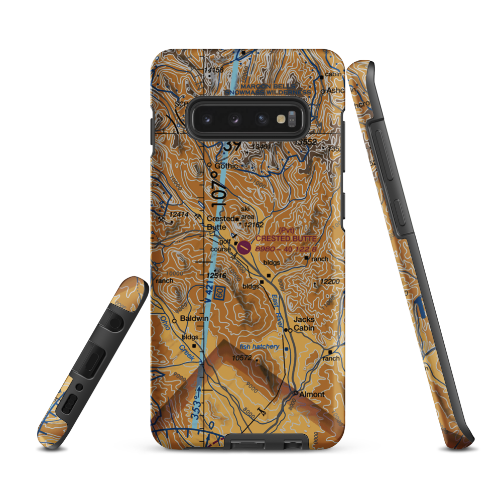 Crested Butte Airpark (CSE) VFR Sectional Samsung Phone Case Samsung Galaxy S10e model shown
