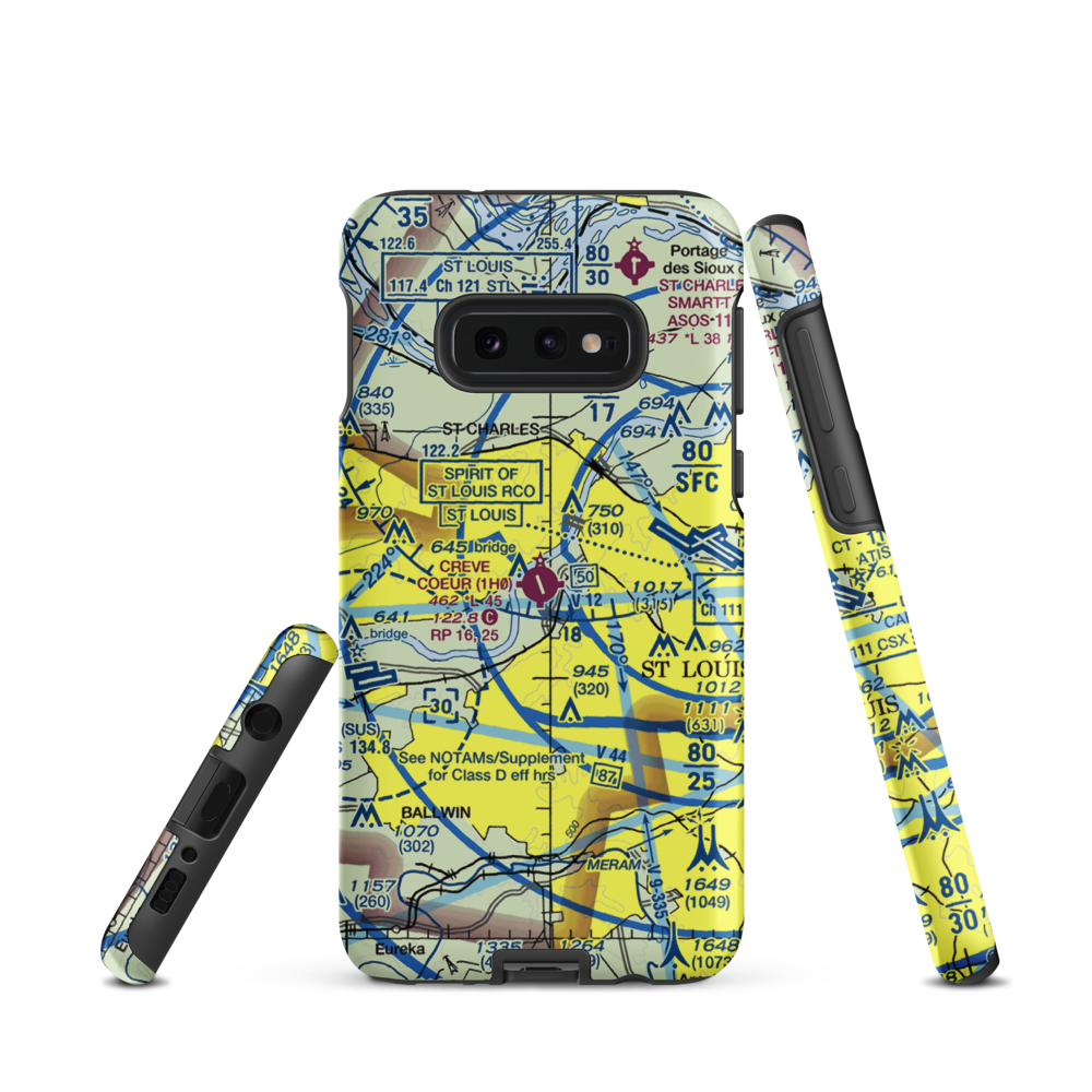 Creve Coeur Airport (1H0) VFR Sectional Samsung Phone Case Samsung Galaxy S10 Plus model shown