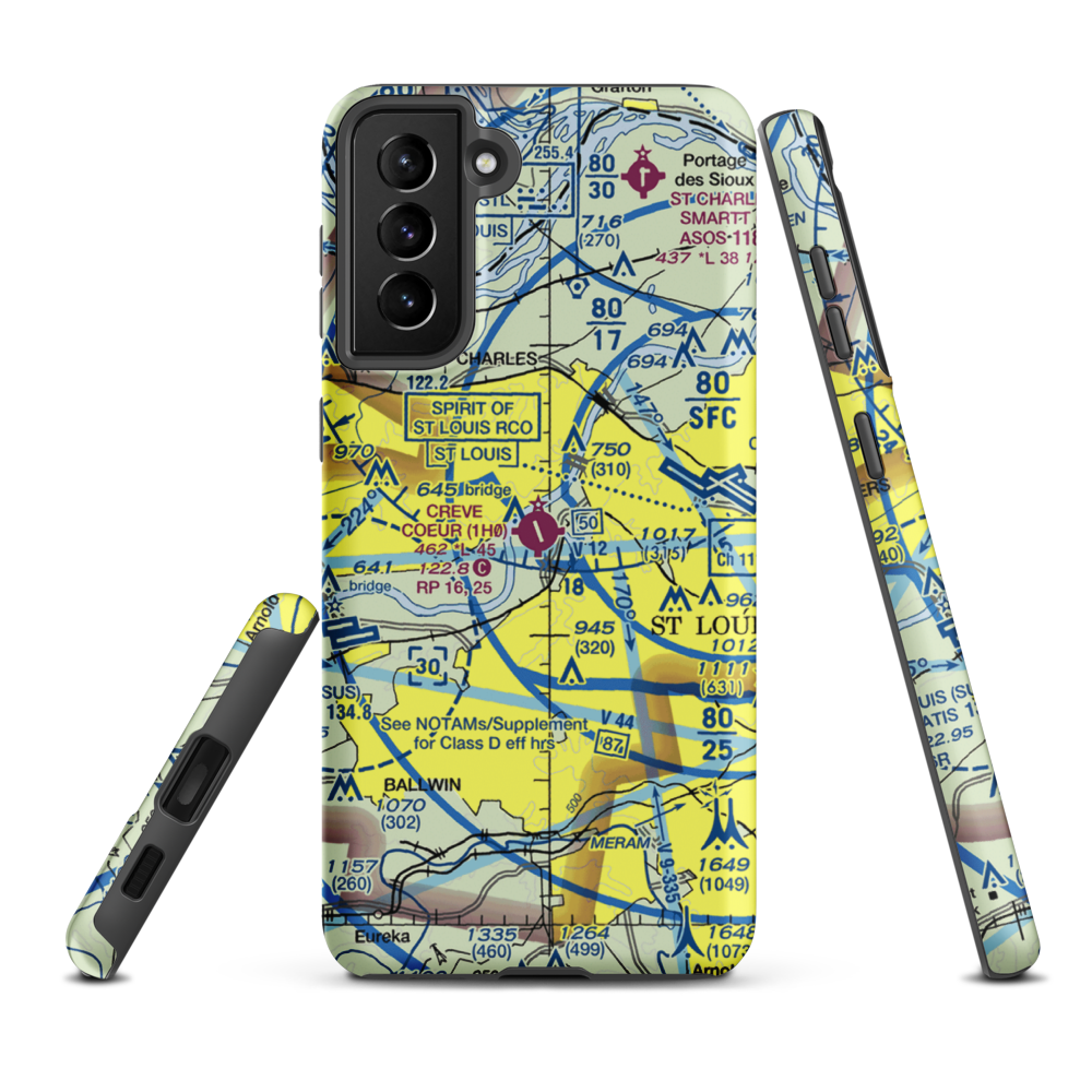 Creve Coeur Airport (1H0) VFR Sectional Samsung Phone Case Samsung Galaxy S21 Plus model shown