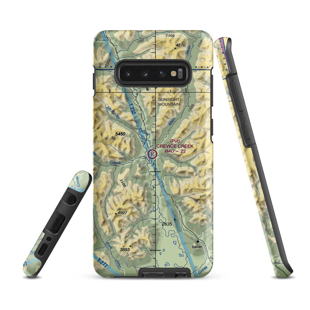 Crevice Creek Airport (1AK1) VFR Sectional Samsung Phone Case Samsung Galaxy S10 Plus model shown