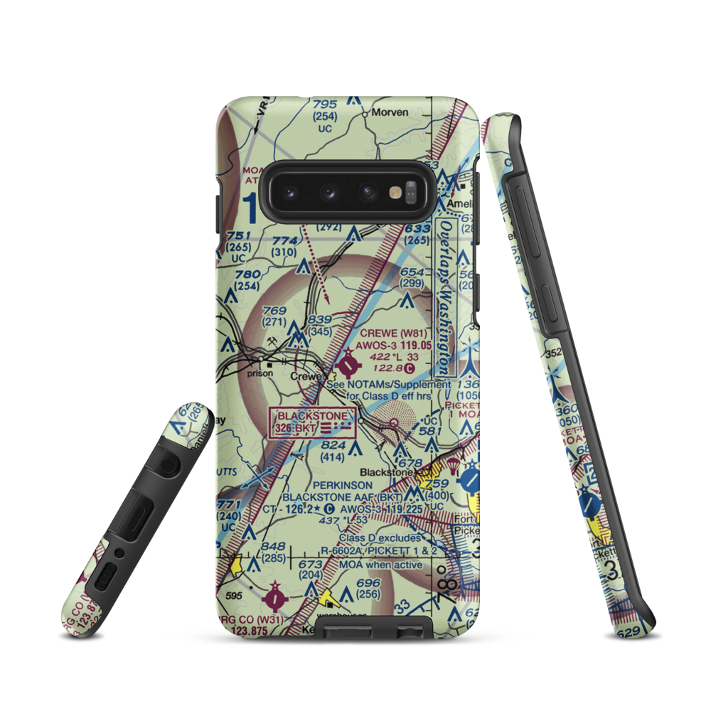 Crewe Municipal Airport (W81) VFR Sectional Samsung Phone Case Samsung Galaxy S10 model shown