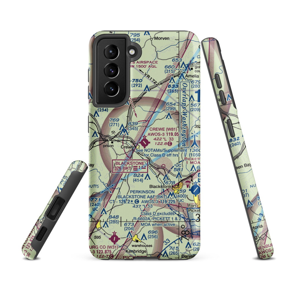 Crewe Municipal Airport (W81) VFR Sectional Samsung Phone Case Samsung Galaxy S21 FE model shown