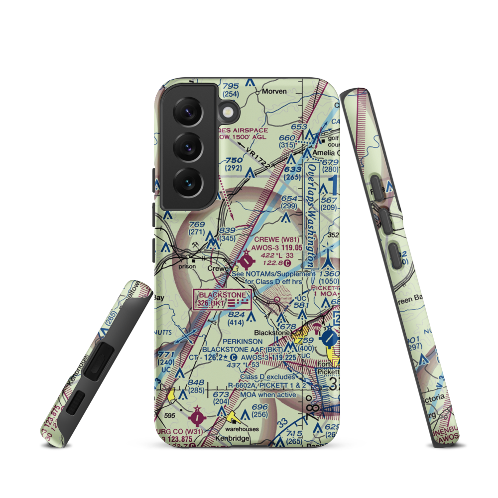 Crewe Municipal Airport (W81) VFR Sectional Samsung Phone Case Samsung Galaxy S22 model shown