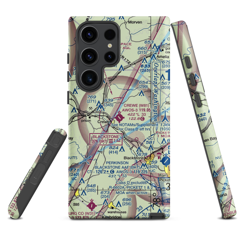 Crewe Municipal Airport (W81) VFR Sectional Samsung Phone Case Samsung Galaxy S23 Ultra model shown