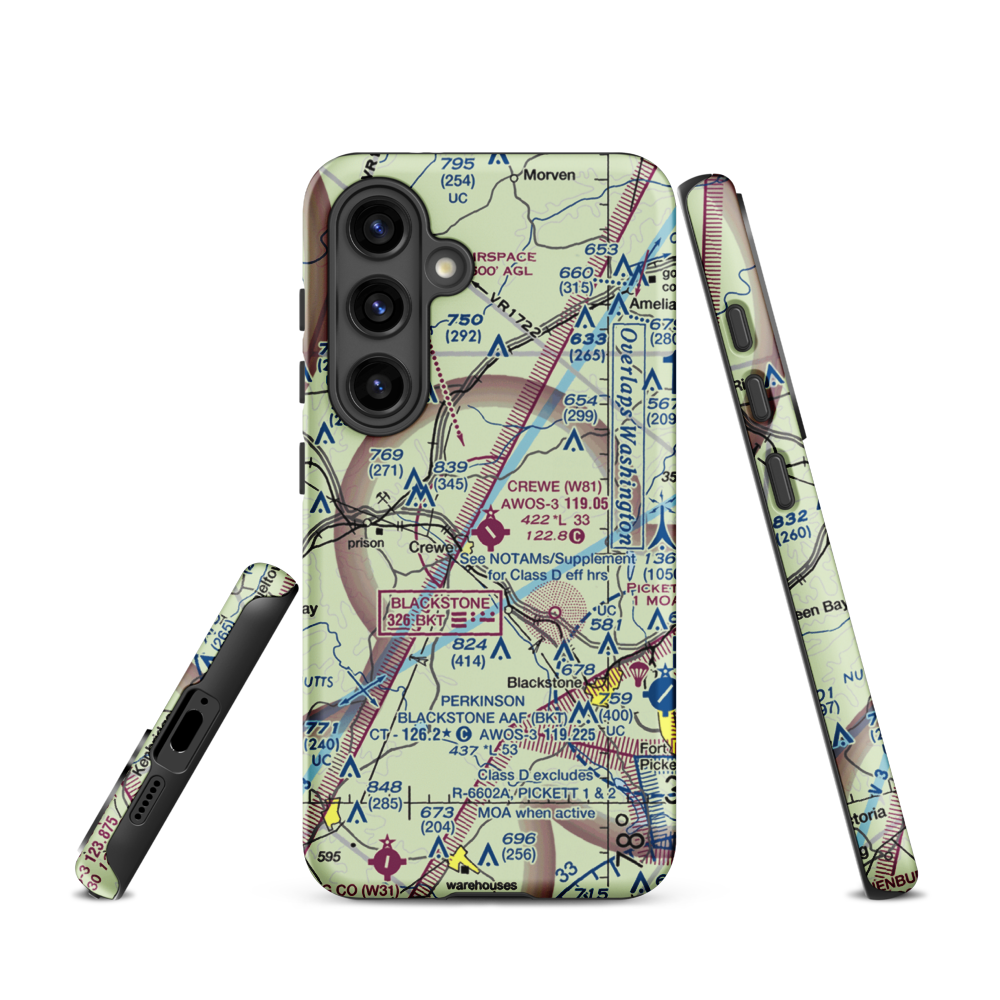 Crewe Municipal Airport (W81) VFR Sectional Samsung Phone Case Samsung Galaxy S24 model shown