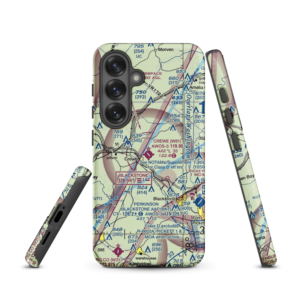 Crewe Municipal Airport (W81) VFR Sectional Samsung Phone Case Samsung Galaxy S25 model shown