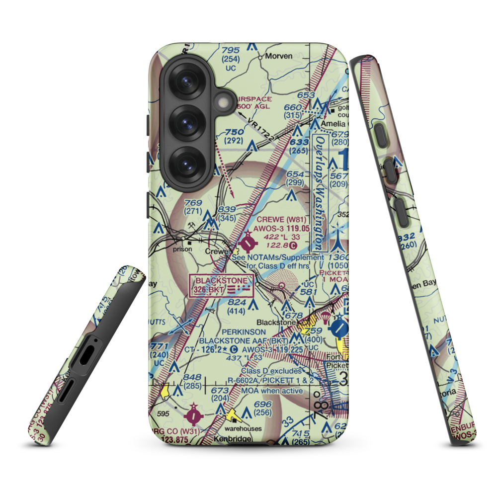 Crewe Municipal Airport (W81) VFR Sectional Samsung Phone Case Samsung Galaxy S25 Plus model shown