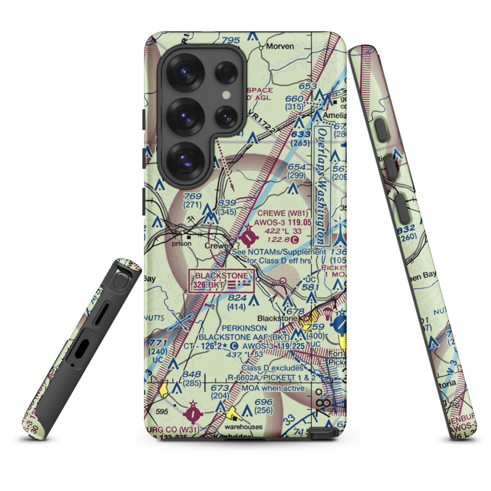 Crewe Municipal Airport (W81) VFR Sectional Samsung Phone Case Samsung Galaxy S25 Ultra model shown