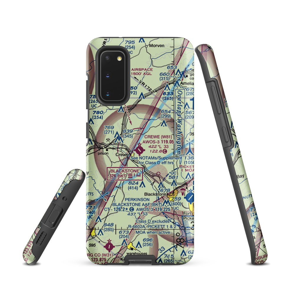 Crewe Municipal Airport (W81) VFR Sectional Samsung Phone Case Samsung Galaxy S20 model shown