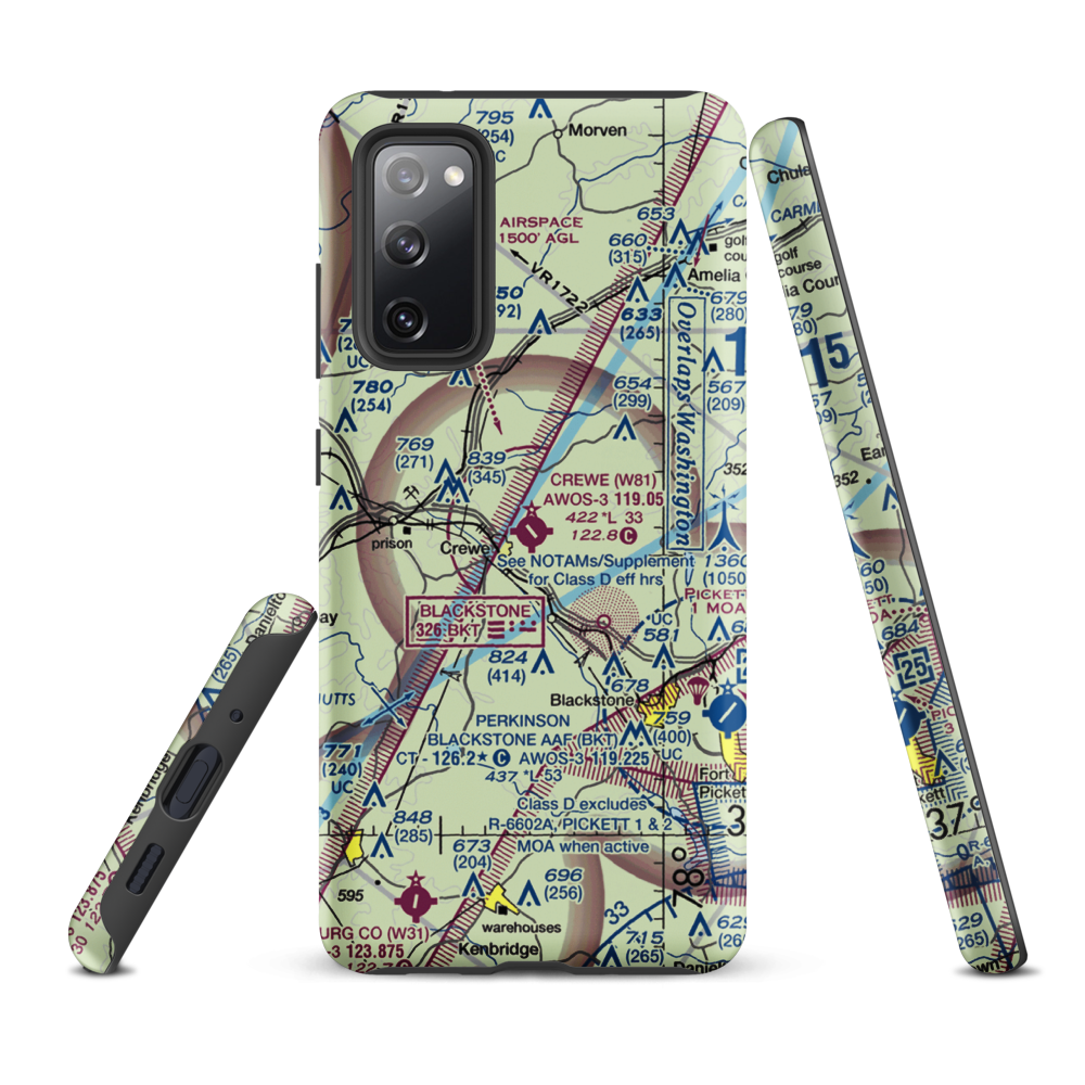 Crewe Municipal Airport (W81) VFR Sectional Samsung Phone Case Samsung Galaxy S20 FE model shown