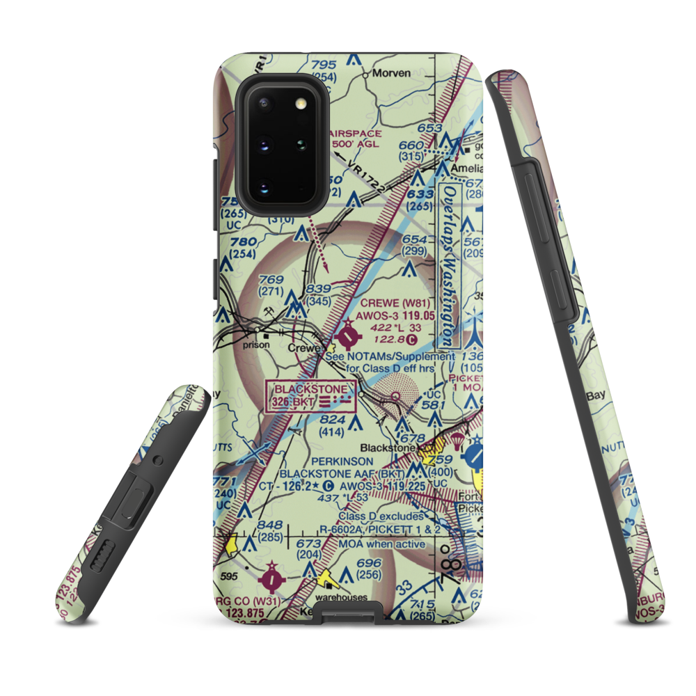 Crewe Municipal Airport (W81) VFR Sectional Samsung Phone Case Samsung Galaxy S20 Plus model shown