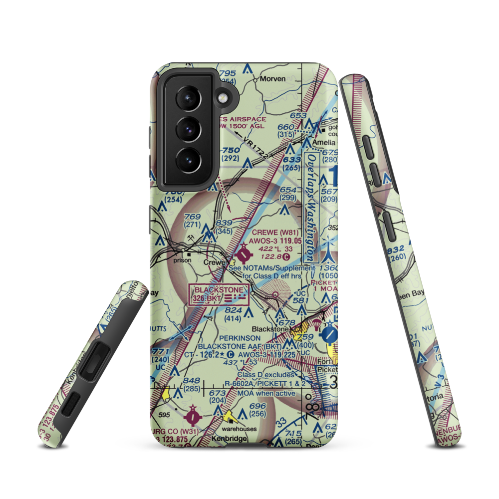 Crewe Municipal Airport (W81) VFR Sectional Samsung Phone Case Samsung Galaxy S21 model shown