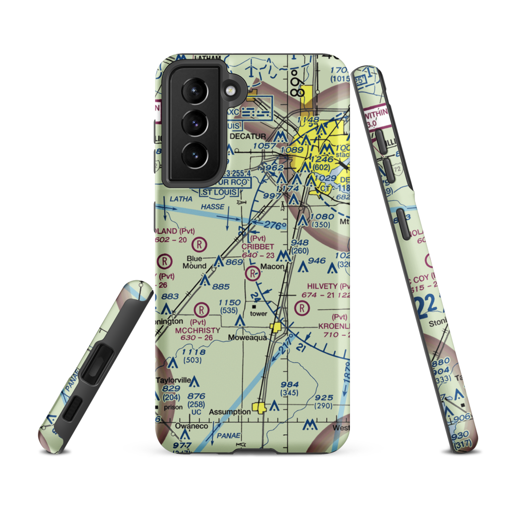 Cribbet Airport (1IS3) VFR Sectional Samsung Phone Case Samsung Galaxy S21 FE model shown