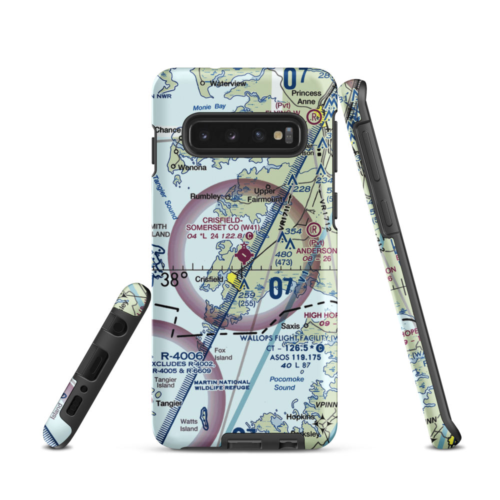 Crisfield Municipal Airport (W41) VFR Sectional Samsung Phone Case Samsung Galaxy S10 model shown