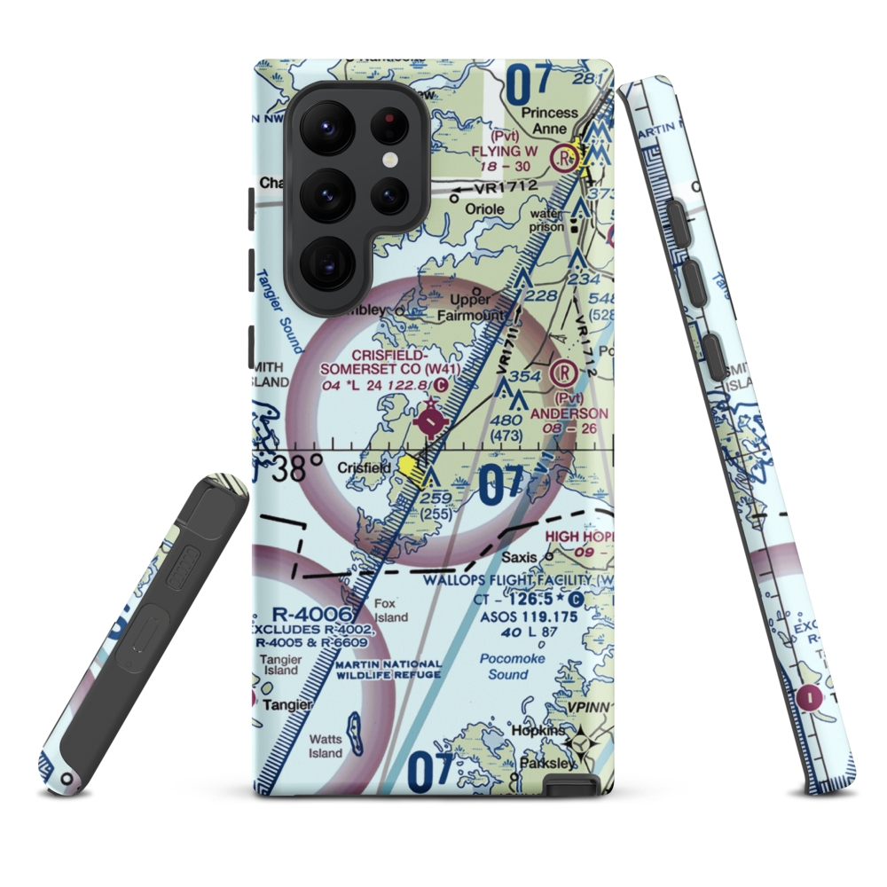Crisfield Municipal Airport (W41) VFR Sectional Samsung Phone Case Samsung Galaxy S22 Ultra model shown