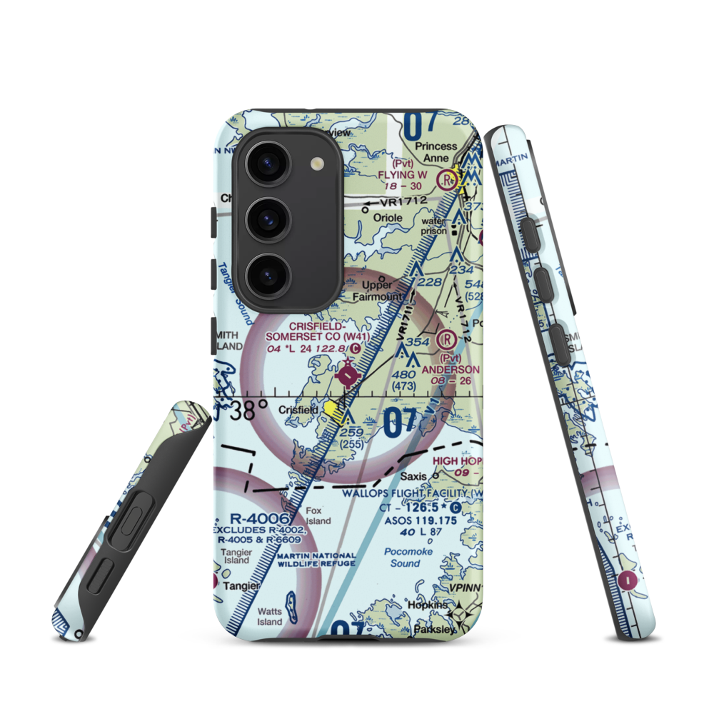 Crisfield Municipal Airport (W41) VFR Sectional Samsung Phone Case Samsung Galaxy S23 model shown