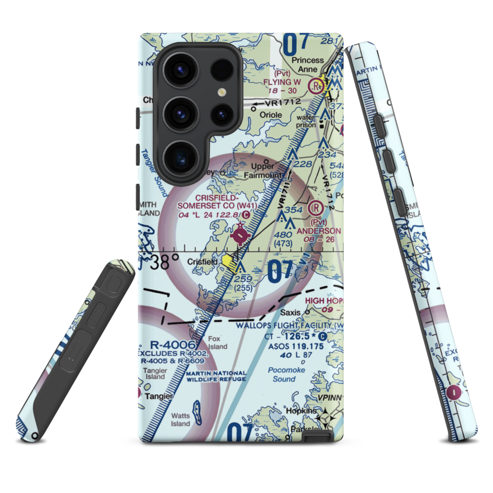 Crisfield Municipal Airport (W41) VFR Sectional Samsung Phone Case Samsung Galaxy S23 Ultra model shown