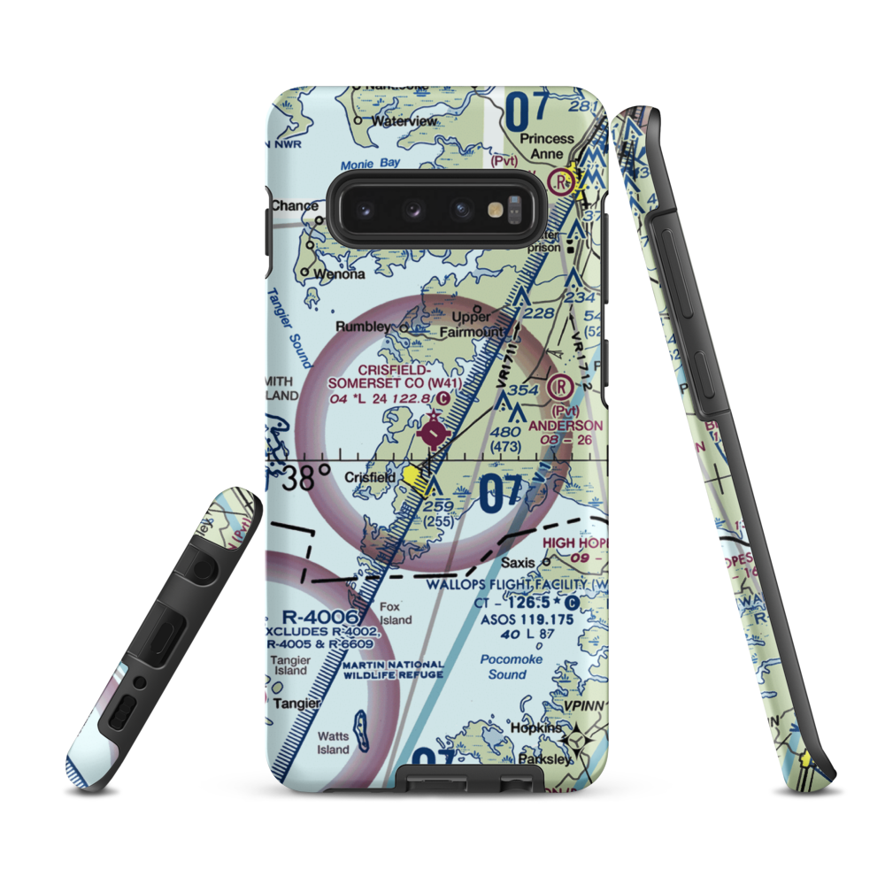 Crisfield Municipal Airport (W41) VFR Sectional Samsung Phone Case Samsung Galaxy S10 Plus model shown