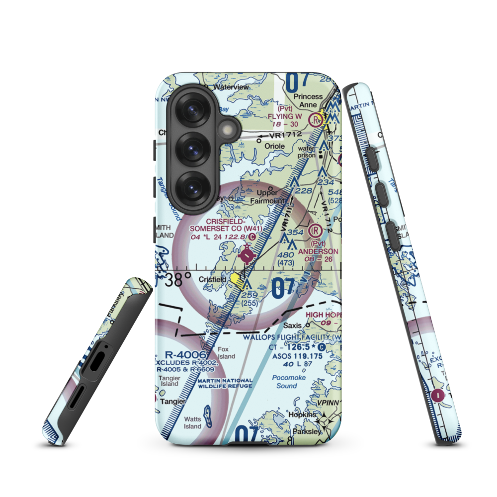 Crisfield Municipal Airport (W41) VFR Sectional Samsung Phone Case Samsung Galaxy S25 model shown