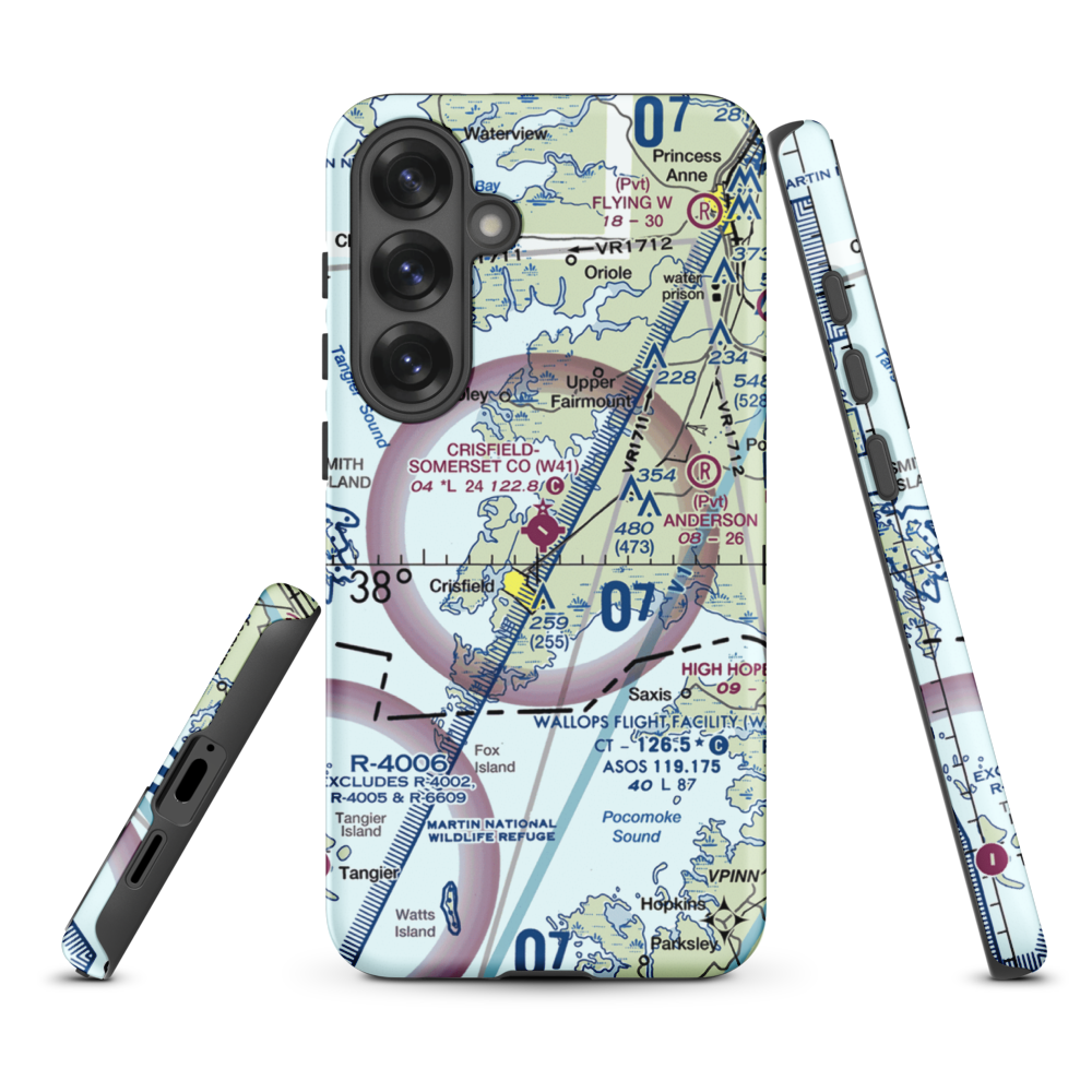 Crisfield Municipal Airport (W41) VFR Sectional Samsung Phone Case Samsung Galaxy S25 Plus model shown