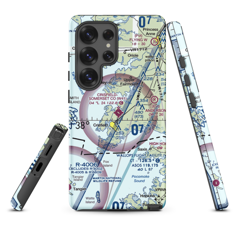 Crisfield Municipal Airport (W41) VFR Sectional Samsung Phone Case Samsung Galaxy S25 Ultra model shown