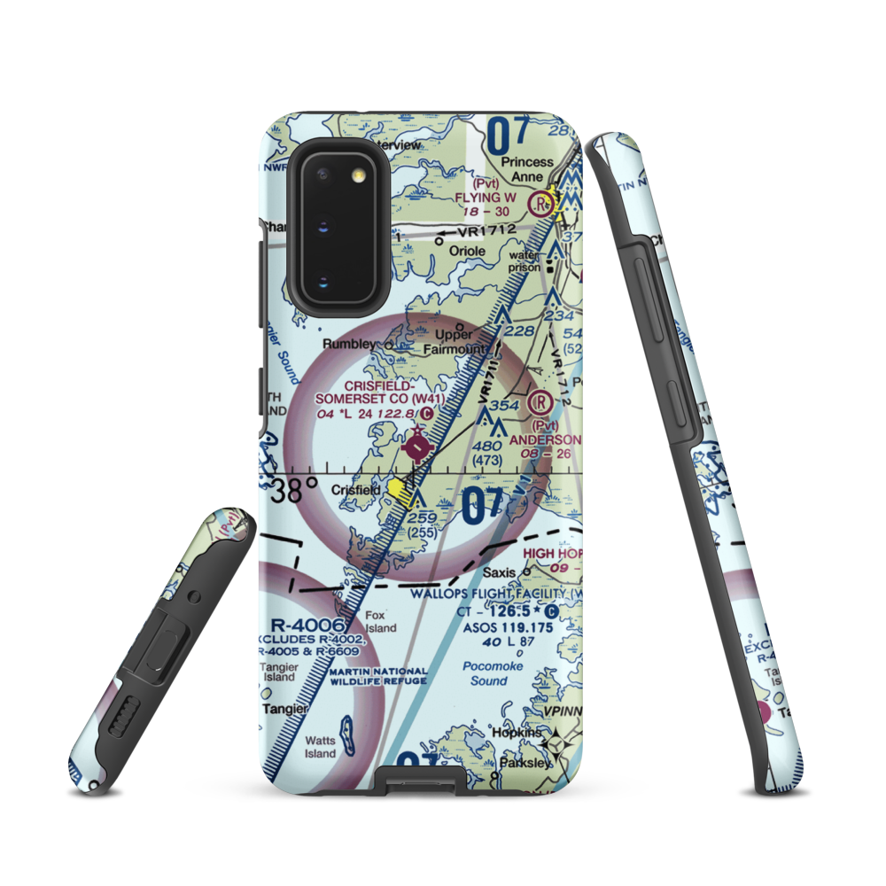 Crisfield Municipal Airport (W41) VFR Sectional Samsung Phone Case Samsung Galaxy S20 model shown