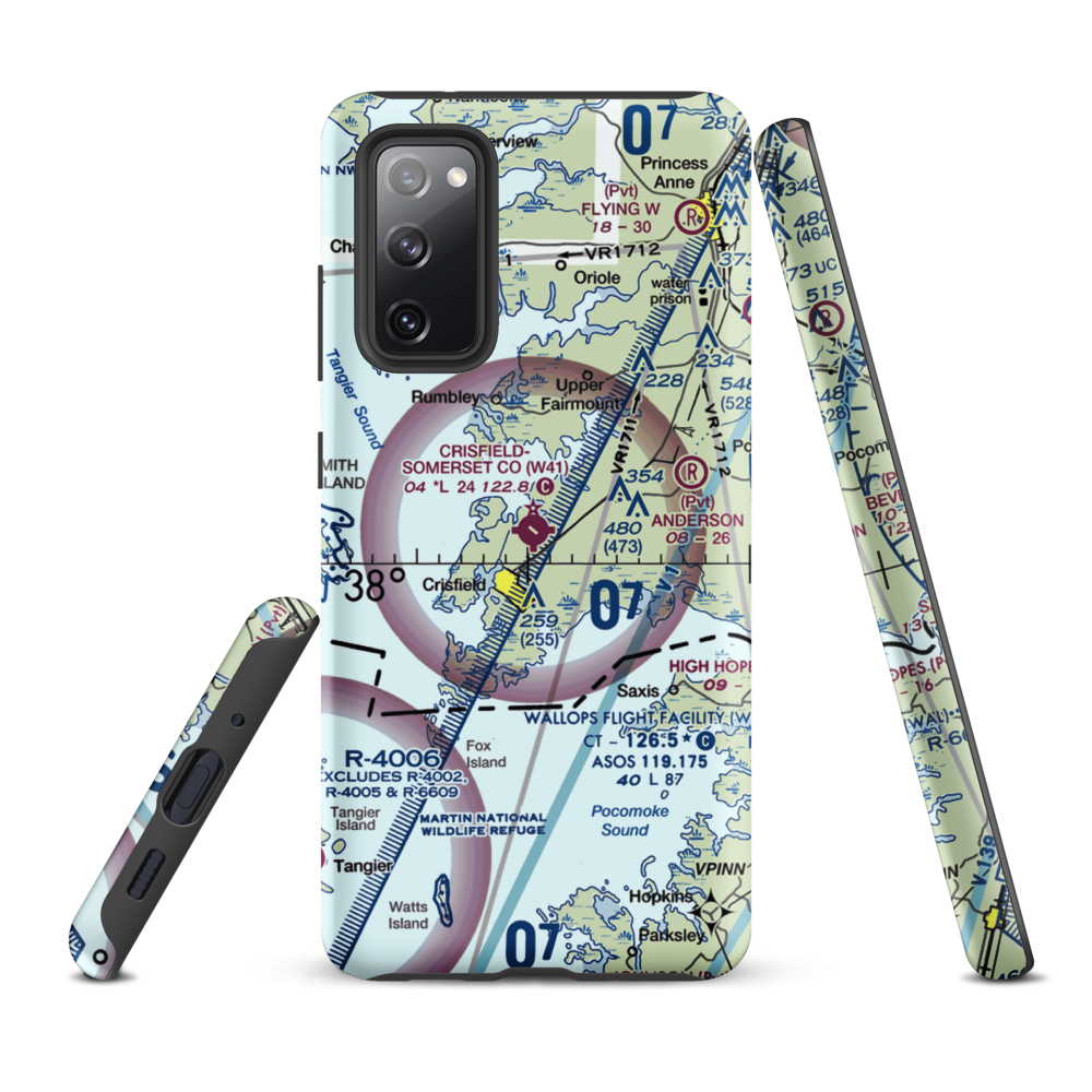 Crisfield Municipal Airport (W41) VFR Sectional Samsung Phone Case Samsung Galaxy S20 FE model shown