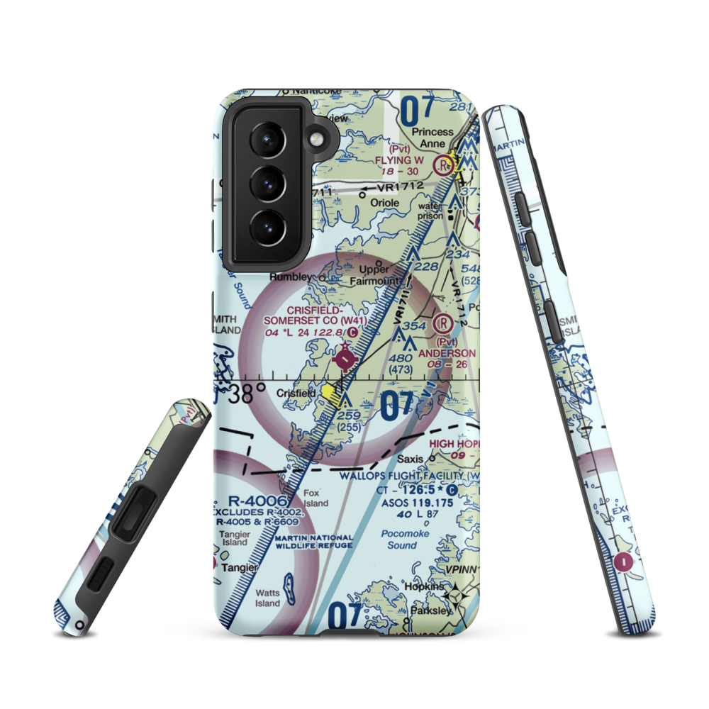 Crisfield Municipal Airport (W41) VFR Sectional Samsung Phone Case Samsung Galaxy S21 model shown