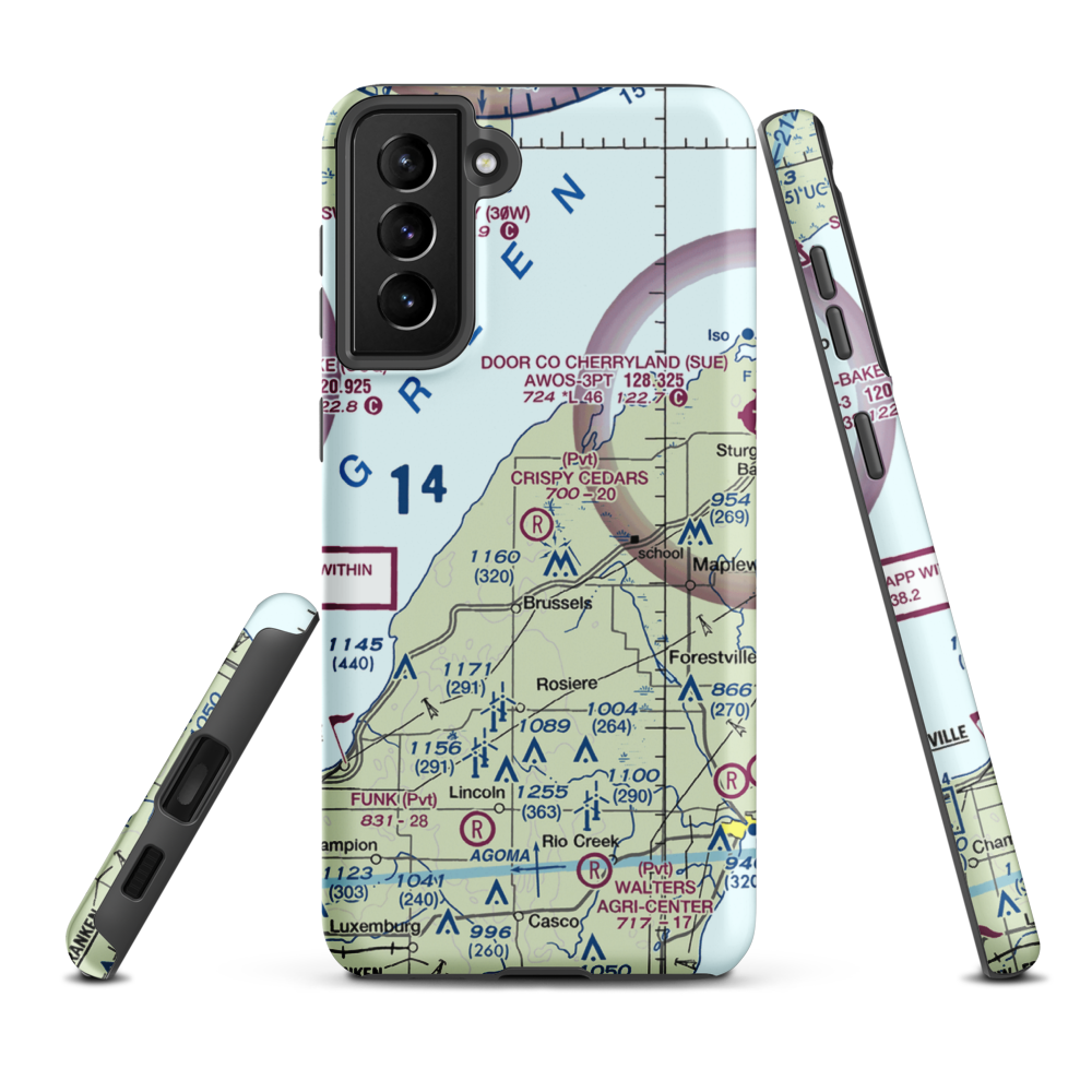 Crispy Cedars Airport (7WI8) VFR Sectional Samsung Phone Case Samsung Galaxy S21 Plus model shown