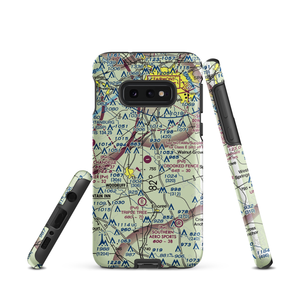 Crooked Fence Farm Airport (3SC4) VFR Sectional Samsung Phone Case Samsung Galaxy S10e model shown