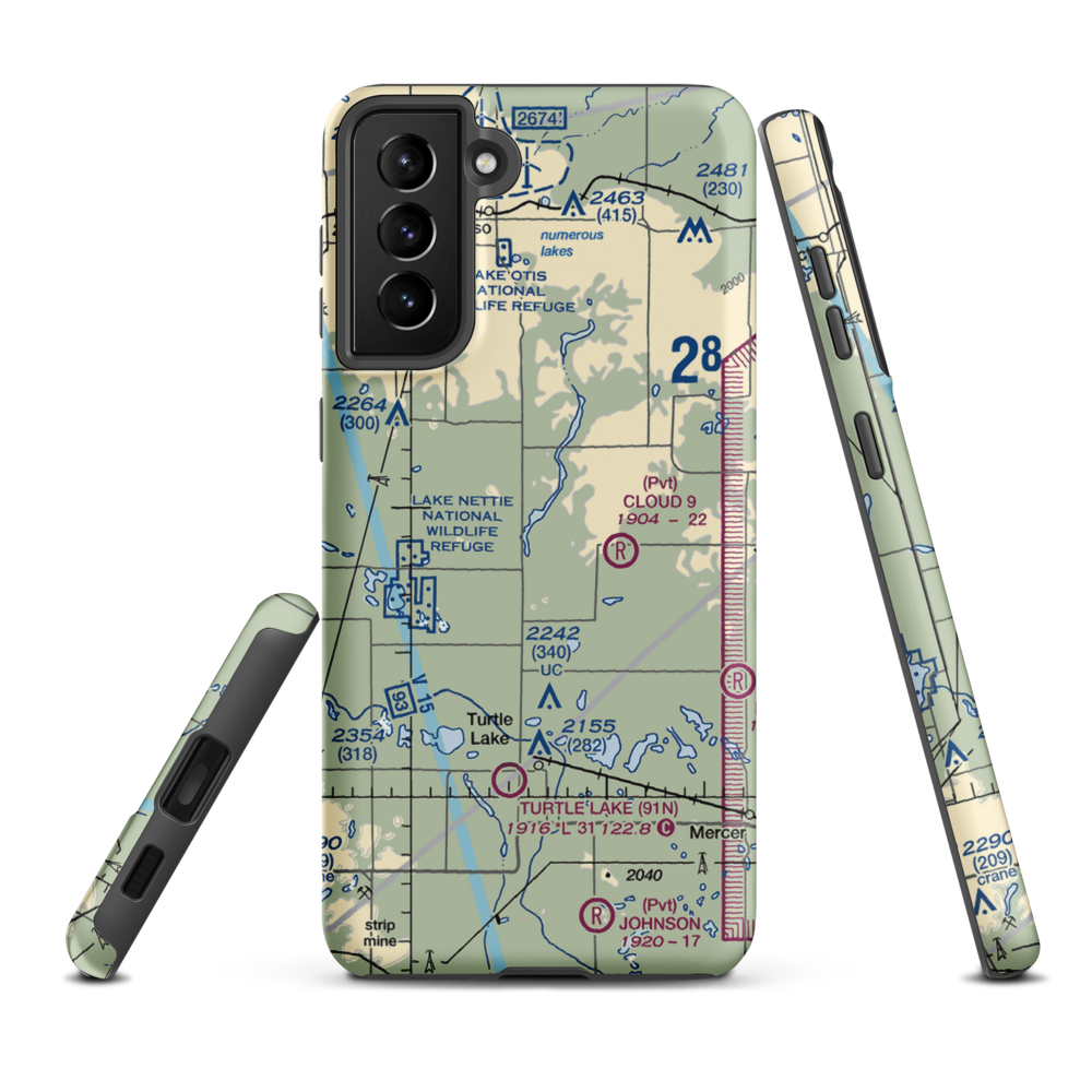 Crooked Lake Airstrip (20ND) VFR Sectional Samsung Phone Case Samsung Galaxy S21 Plus model shown