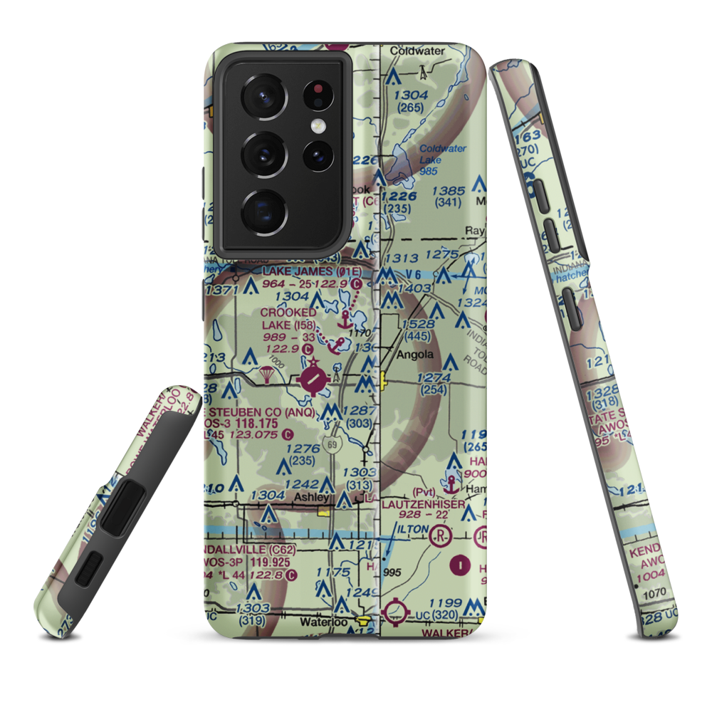 Crooked Lake Seaplane Base (I58) VFR Sectional Samsung Phone Case Samsung Galaxy S21 Ultra model shown