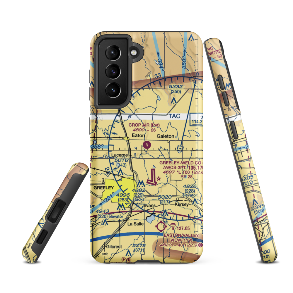 Crop Air Inc Airport (CO48) VFR Sectional Samsung Phone Case Samsung Galaxy S21 Ultra model shown