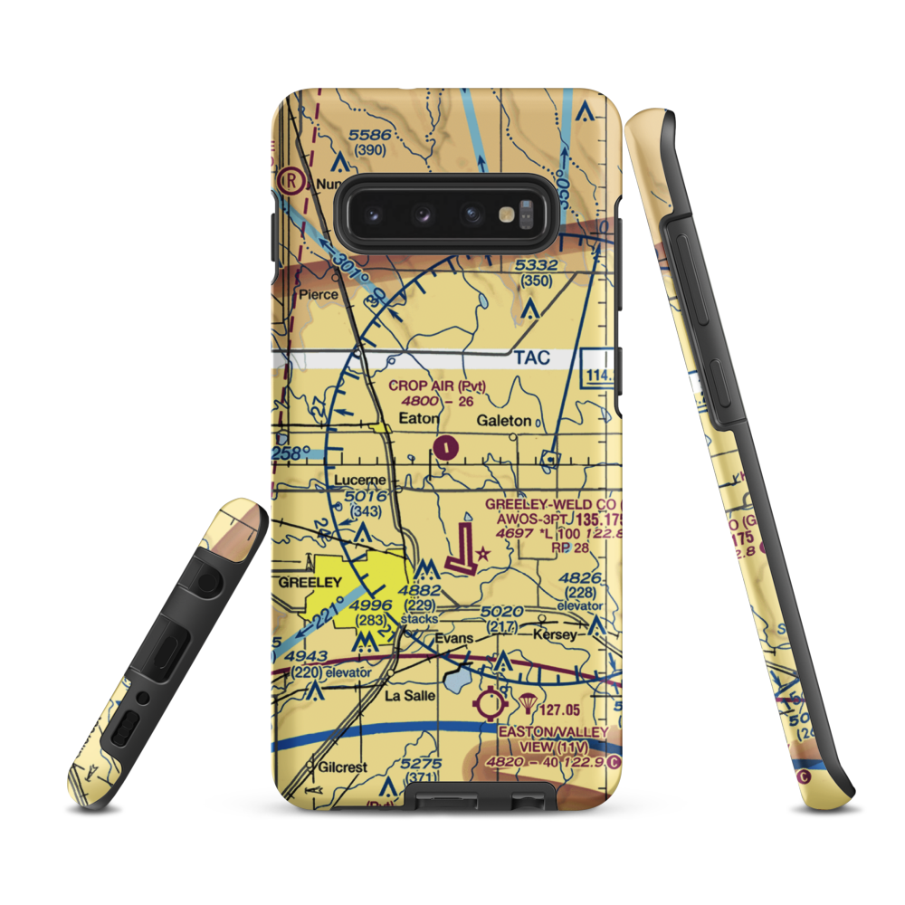 Crop Air Inc Airport (CO48) VFR Sectional Samsung Phone Case Samsung Galaxy S10 Plus model shown