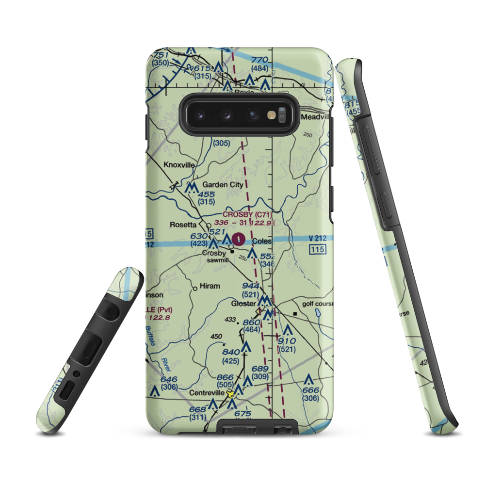 Crosby Municipal Airport (C71) VFR Sectional Samsung Phone Case Samsung Galaxy S10 Plus model shown