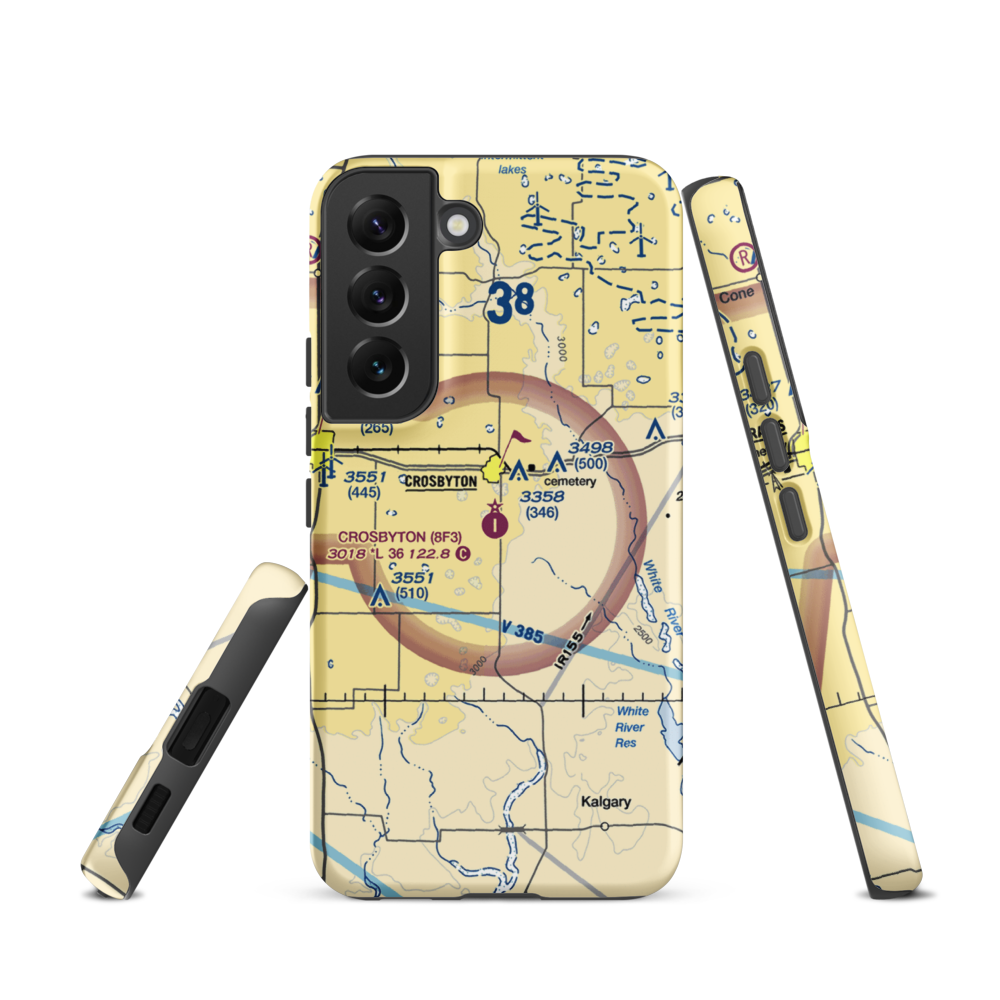 Crosbyton Municipal Airport (8F3) VFR Sectional Samsung Phone Case Samsung Galaxy S22 model shown