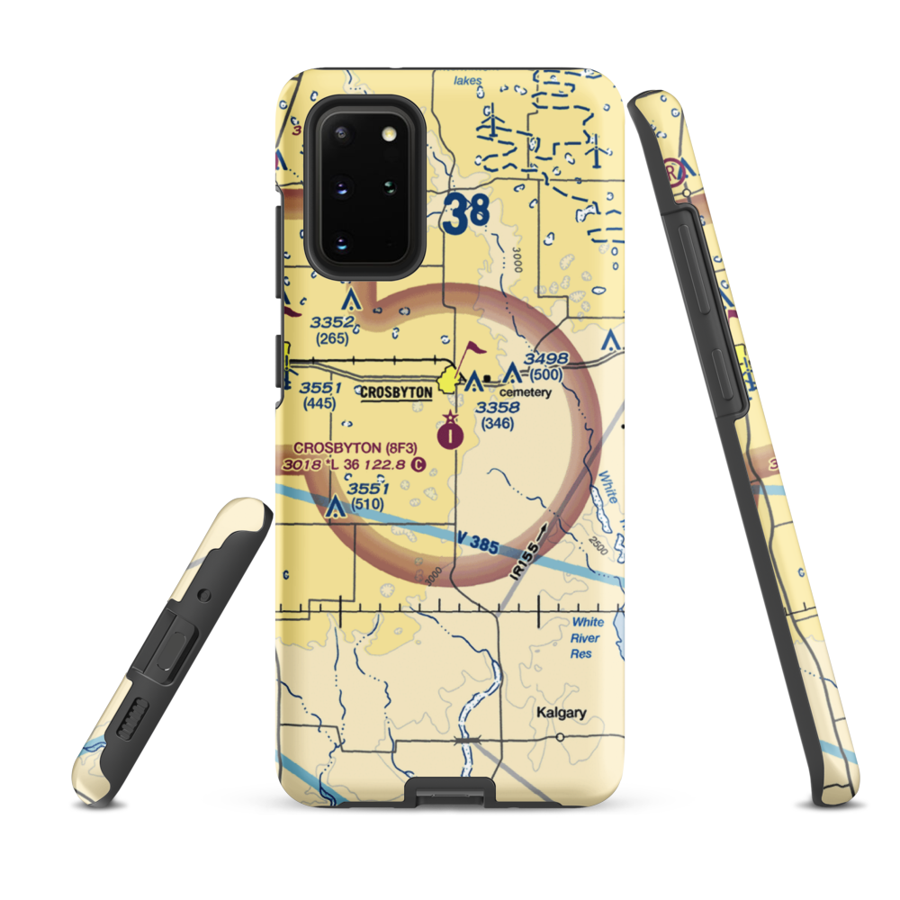 Crosbyton Municipal Airport (8F3) VFR Sectional Samsung Phone Case Samsung Galaxy S20 Plus model shown