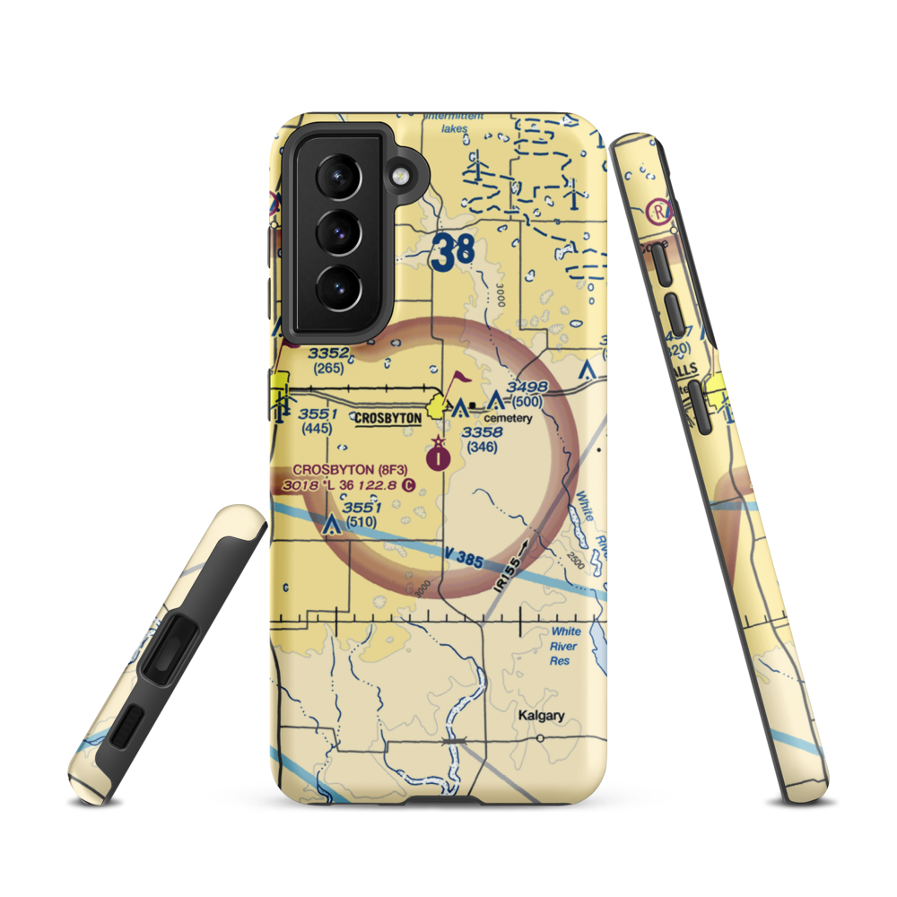 Crosbyton Municipal Airport (8F3) VFR Sectional Samsung Phone Case Samsung Galaxy S21 model shown
